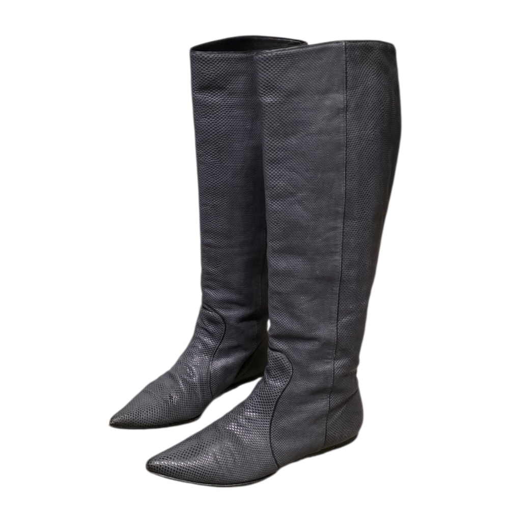 Devi Kroell Black Python Knee High Boots Genuine … - image 4